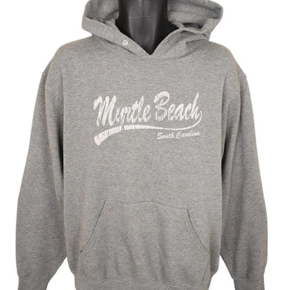 Vintage Myrtle Beach Sweatshirt Hoodie Mens Size Large Gray Y2K South Carolina